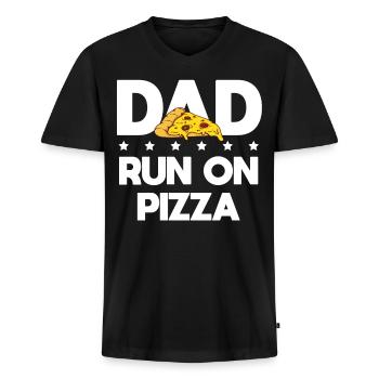Dad Run On Pizza Lover Best Daddy Ever Fathers Day - Men's Premium Organic V-Neck T-Shirt - black - Front - AI Model Male 178 light (178cm)