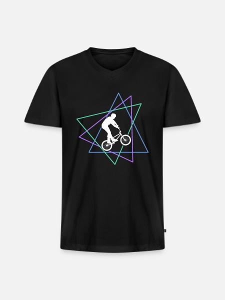 Geometric BMX Stunt Rider - Men's Premium Organic V-Neck T-Shirt - black