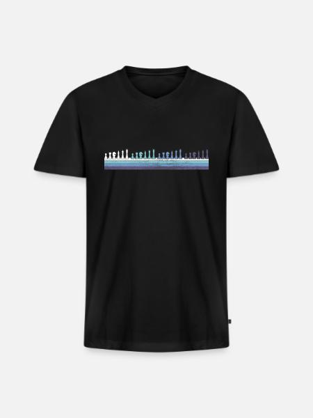 Gradient Chess Pieces Silhouette - Men's Premium Organic V-Neck T-Shirt - black
