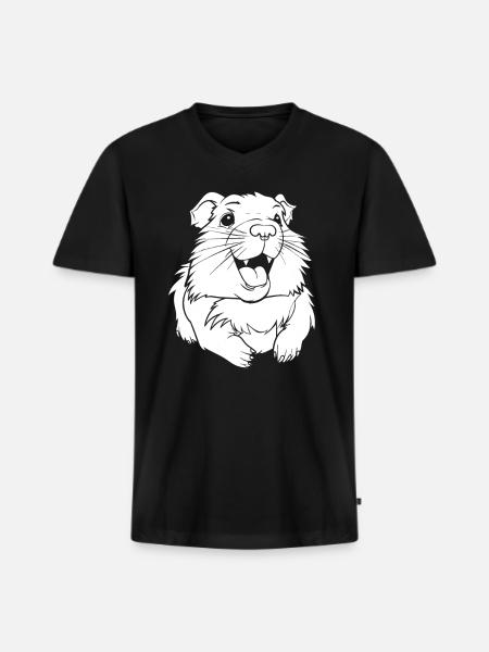Guinea Pig Cavy Smiling - Men's Premium Organic V-Neck T-Shirt - black