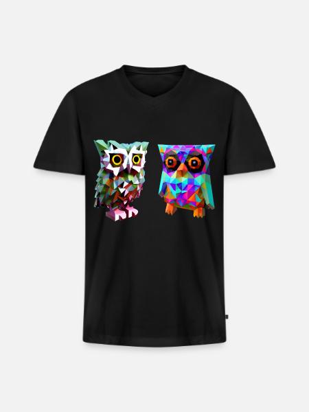 Polygon owls - Men's Premium Organic V-Neck T-Shirt - black
