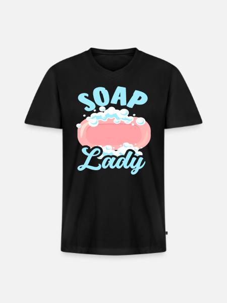 Soap Making Soap Lady - Men's Premium Organic V-Neck T-Shirt - black