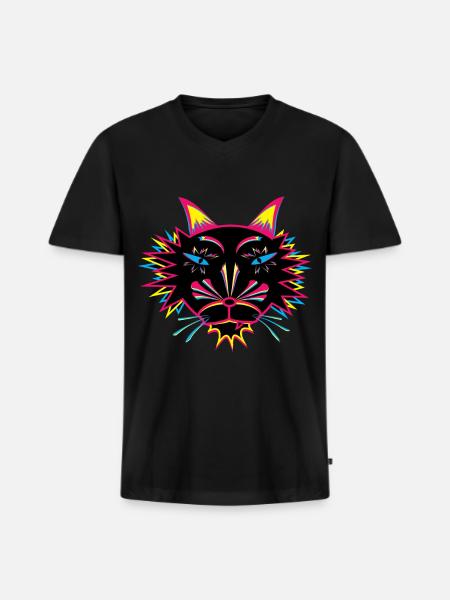 Cat Face - Men's Premium Organic V-Neck T-Shirt - black