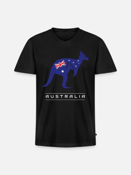 Kangaroo Australia Kangaroo - Men's Premium Organic V-Neck T-Shirt - black