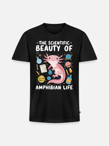Axolotl Science Teacher Mexican Salamander - Men's Premium Organic V-Neck T-Shirt - black