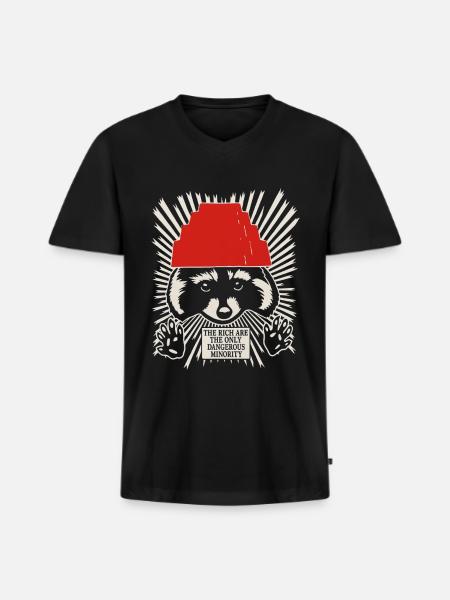 Raccoon DEVO Hat Poster – Bold Political Art Print - Men's Premium Organic V-Neck T-Shirt - black