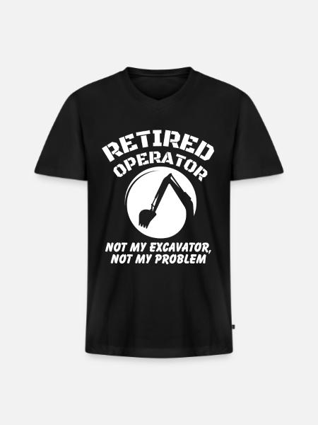 Retired Heavy Equipment Operator - Men's Premium Organic V-Neck T-Shirt - black