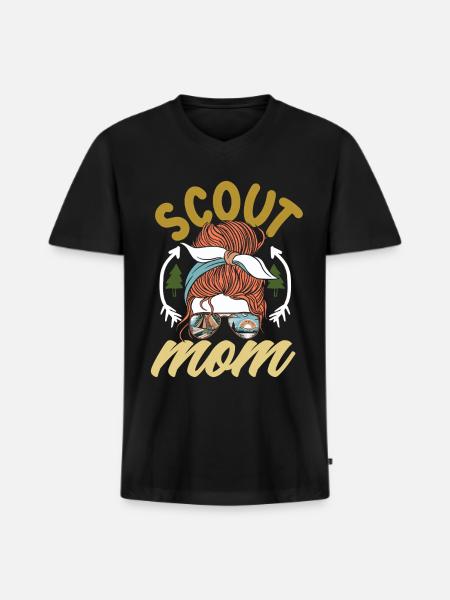 Messy Bun Scout Mom Scouting Mother - Men's Premium Organic V-Neck T-Shirt - black