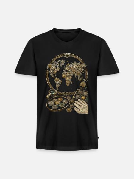 Coin collector Numismatist - Men's Premium Organic V-Neck T-Shirt - black