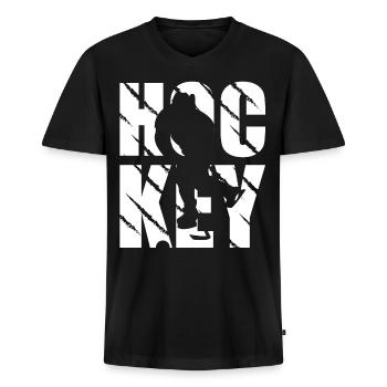 Conception de hockey hockey sur glace et hockey - T-shirt col en V bio premium pour homme - noir - Devant - AI Model Male 178 light (178cm)