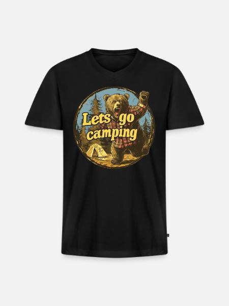 Lets Go Camping Bear - Men's Premium Organic V-Neck T-Shirt - black