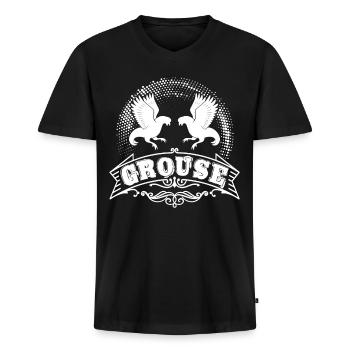 Vintage Style Grouse Shirt - Men's Premium Organic V-Neck T-Shirt - black - Front - AI Model Male 178 light (178cm)