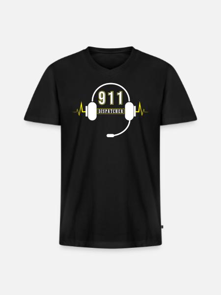 911 Dispatcher Heartbeat - Men's Premium Organic V-Neck T-Shirt - black