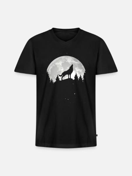 Howling Wolf - Men's Premium Organic V-Neck T-Shirt - black