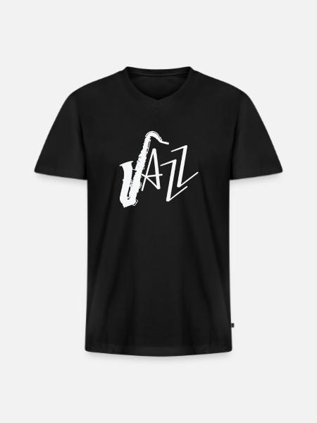 Jazz Saxophone Improvised - Men's Premium Organic V-Neck T-Shirt - black
