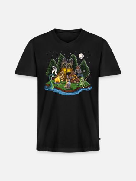 Cryptozoology Cryptids - Men's Premium Organic V-Neck T-Shirt - black
