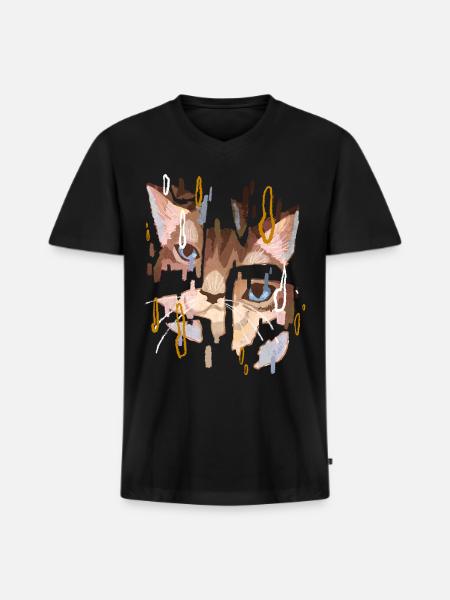 Cat Face - Men's Premium Organic V-Neck T-Shirt - black