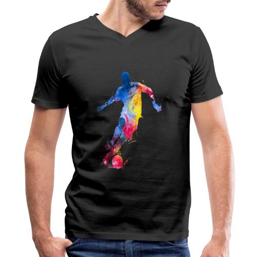 Soccer: Splash Kick - Men's Premium Organic V-Neck T-Shirt