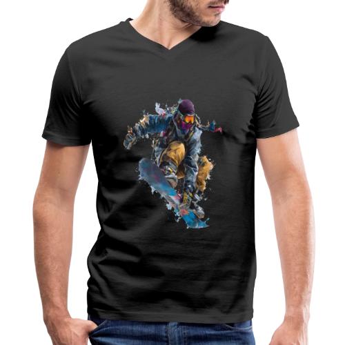 Snowboarding: Splash of Speed - Men's Premium Organic V-Neck T-Shirt