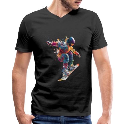 Snowboarding: Frozen Flight - Men's Premium Organic V-Neck T-Shirt