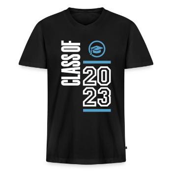 Class of 2023 - Men's Premium Organic V-Neck T-Shirt - black - Front - AI Model Male 178 light (178cm)