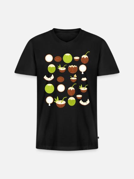 Retro Coconut Design - Men's Premium Organic V-Neck T-Shirt - black