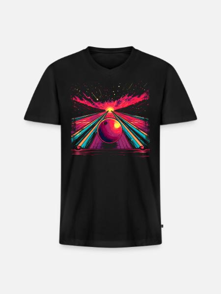 Retro Bowling Alley - Men's Premium Organic V-Neck T-Shirt - black