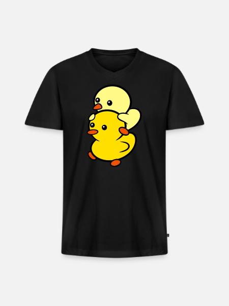 Duckie and Duck - Men's Premium Organic V-Neck T-Shirt - black
