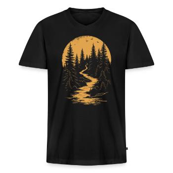 Trail Running Enthusiast Running Trails - Men's Premium Organic V-Neck T-Shirt - black - Front - AI Model Male 178 light (178cm)