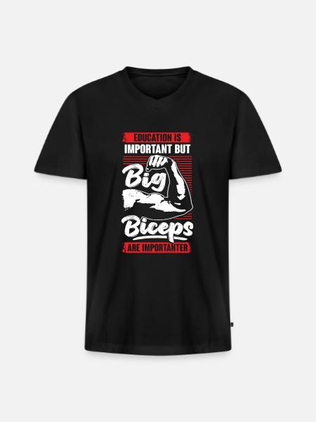 Funny Bodybuilding Biceps Fitness Bodybuilder Gift - Men's Premium Organic V-Neck T-Shirt - black