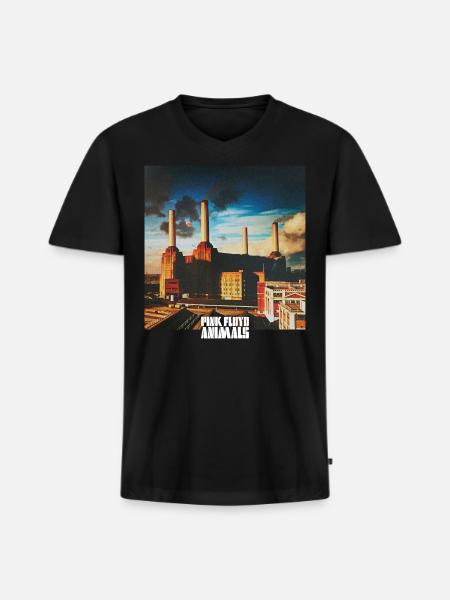 Pink Floyd Animals Album Cover - Men's Premium Organic V-Neck T-Shirt - black