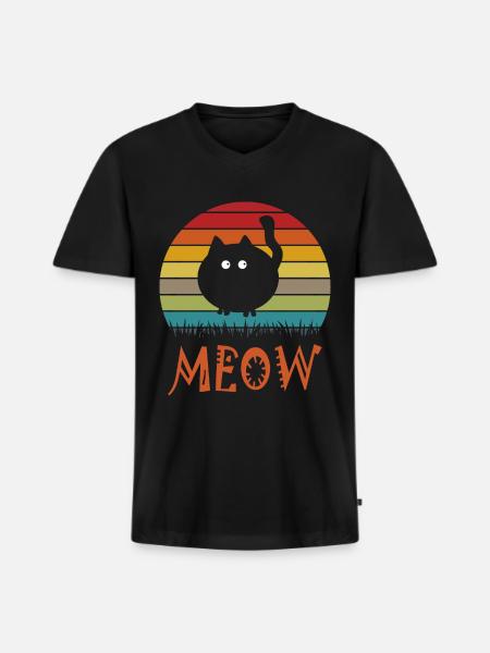 Funny Cat - Men's Premium Organic V-Neck T-Shirt - black