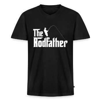 Fishing - mens the rodfather - funny fishing - Men's Premium Organic V-Neck T-Shirt - black - Front - AI Model Male 178 light (178cm)