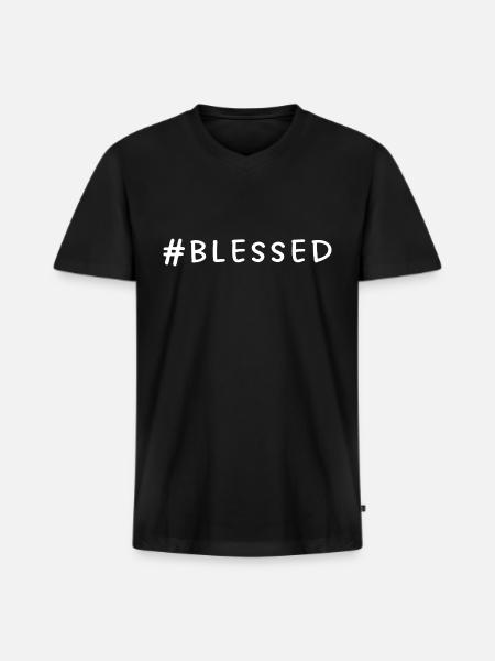 #BLESSED - Men's Premium Organic V-Neck T-Shirt - black