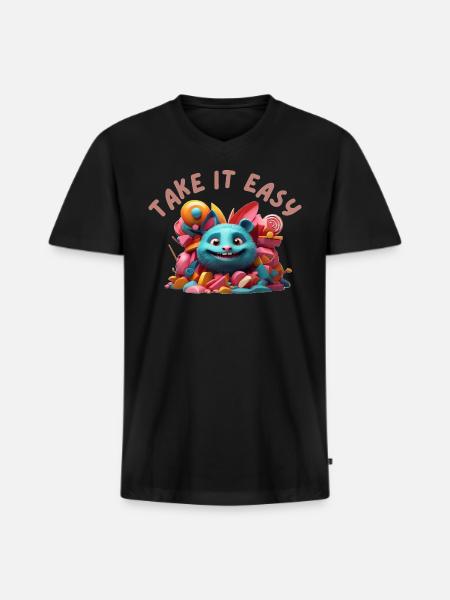 Take it easy - Men's Premium Organic V-Neck T-Shirt - black