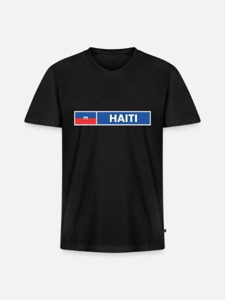 Haiti Flag - Men's Premium Organic V-Neck T-Shirt - black