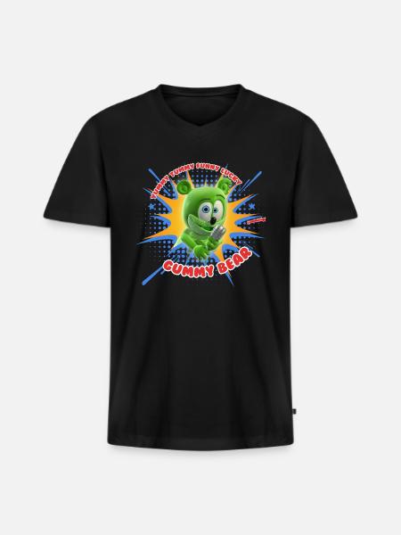 Funny Lucky Gummy Bear - Men's Premium Organic V-Neck T-Shirt - black