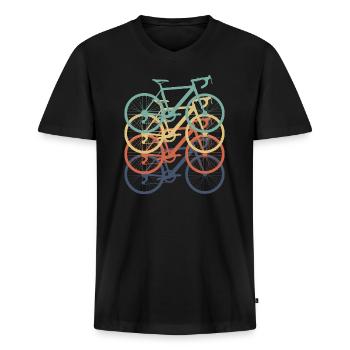 Bike biking mountain bicycle biker gift retro bmx - Men's Premium Organic V-Neck T-Shirt - black - Front - AI Model Male 178 light (178cm)