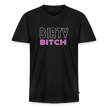 Dirty Bitch Sexy Porn Gift - Men's Premium Organic V-Neck T-Shirt - black - Front - AI Model Male 178 light (178cm)