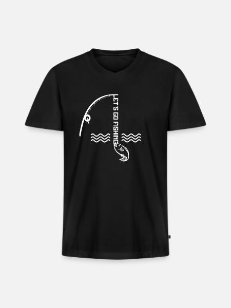 Lets Go Fishing - Men's Premium Organic V-Neck T-Shirt - black