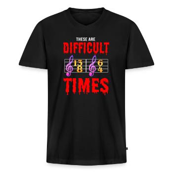 These Are Difficult Times For Classical Music - Men's Premium Organic V-Neck T-Shirt - black - Front - AI Model Male 178 light (178cm)