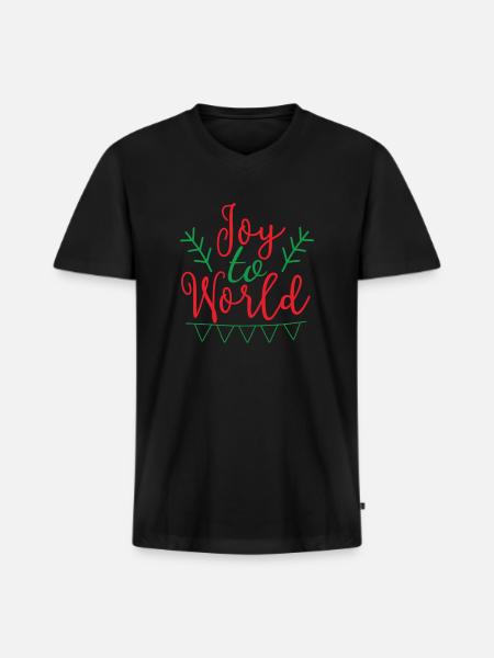 joy to world - Men's Premium Organic V-Neck T-Shirt - black