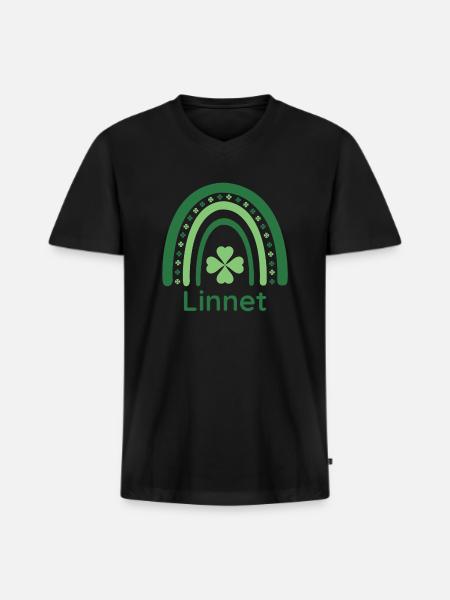 Linnet Clover Charm Boho Rainbow - Men's Premium Organic V-Neck T-Shirt - black
