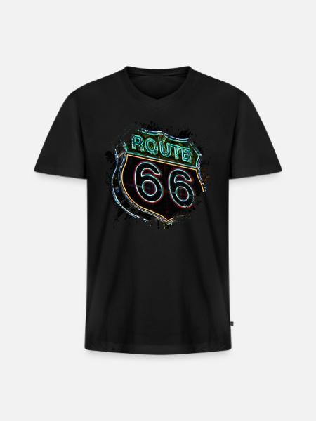 Route 66 - Men's Premium Organic V-Neck T-Shirt - black