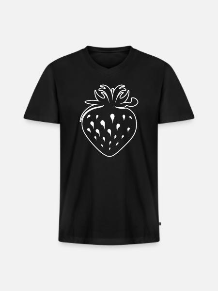 Strawberry Fruit Berries - Men's Premium Organic V-Neck T-Shirt - black