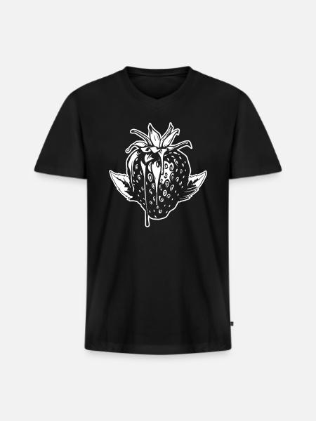 Strawberry Fruit Berries - Men's Premium Organic V-Neck T-Shirt - black