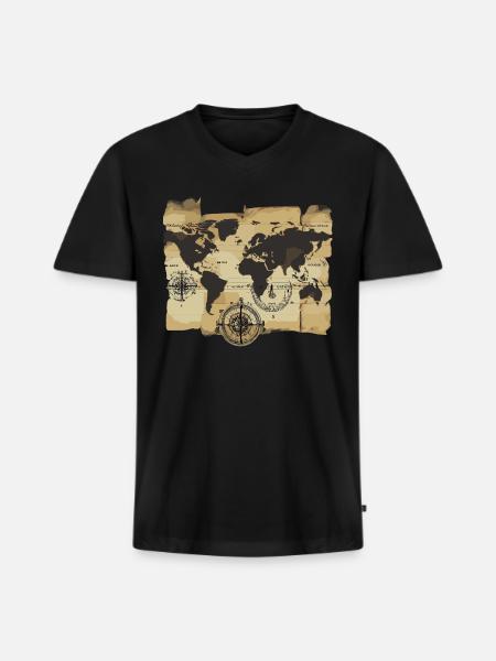 Explorer's Compass - Men's Premium Organic V-Neck T-Shirt - black
