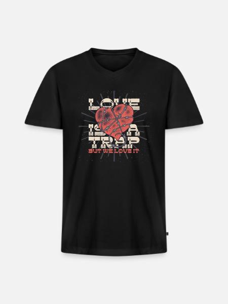 Love Is A Trap - Men's Premium Organic V-Neck T-Shirt - black