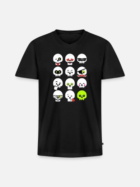 Faces Skull - Men's Premium Organic V-Neck T-Shirt - black