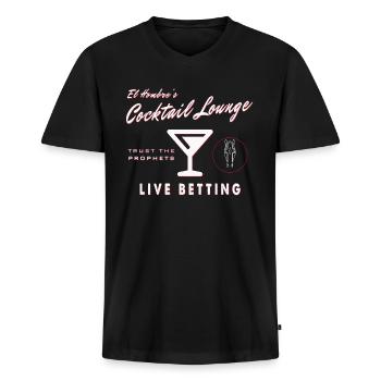 White Cocktail Lounge Logo - Men's Premium Organic V-Neck T-Shirt - black - Front - AI Model Male 178 light (178cm)